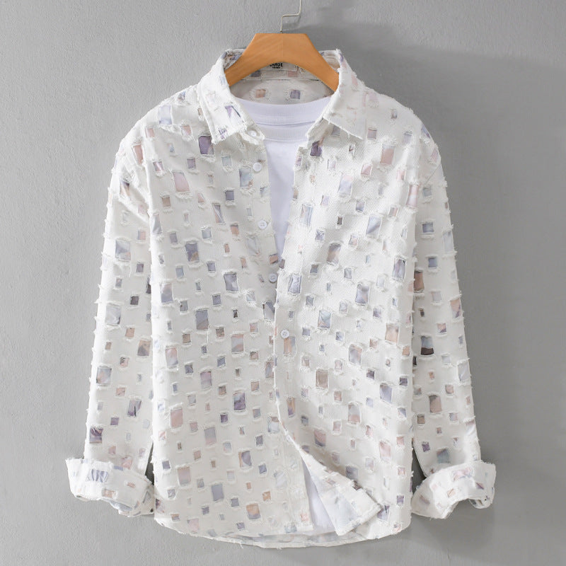 Lipsey - Camicia a Maniche Lunghe Abbottonata Con Motivo a Quadrati in Rilievo
