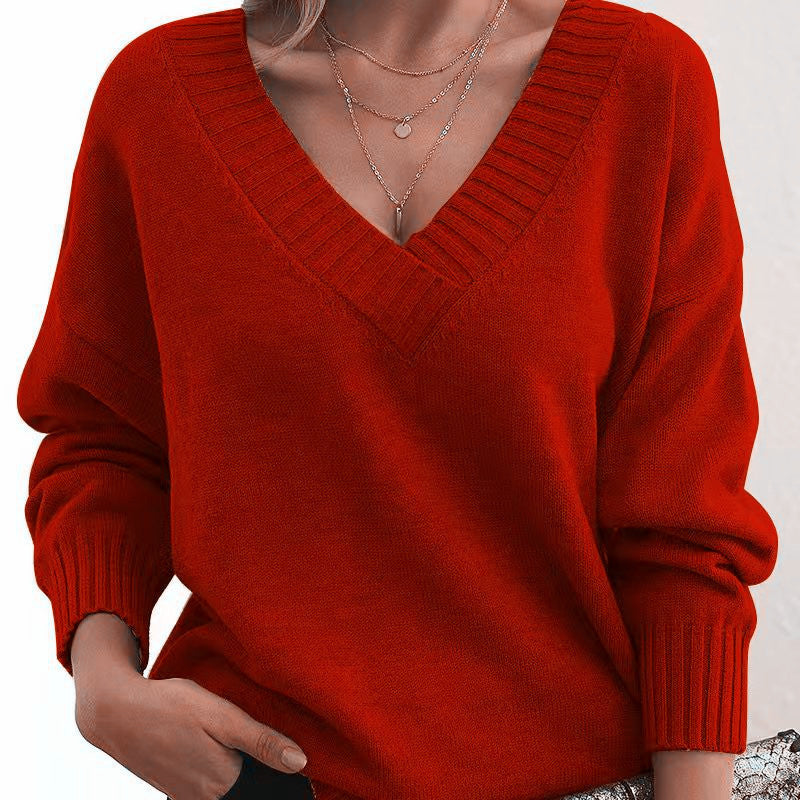 Mordane - Elegante Maglione a Maniche Lunghe Con Scollo a V