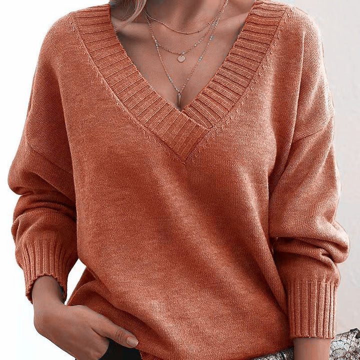 Mordane - Elegante Maglione a Maniche Lunghe Con Scollo a V