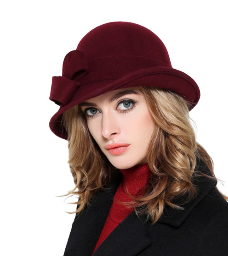 Klaver - Cappello Vintage In Feltro Con Fiocco Laterale