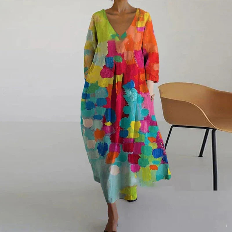 Leticia - Abito Colorato Con Scollo a V