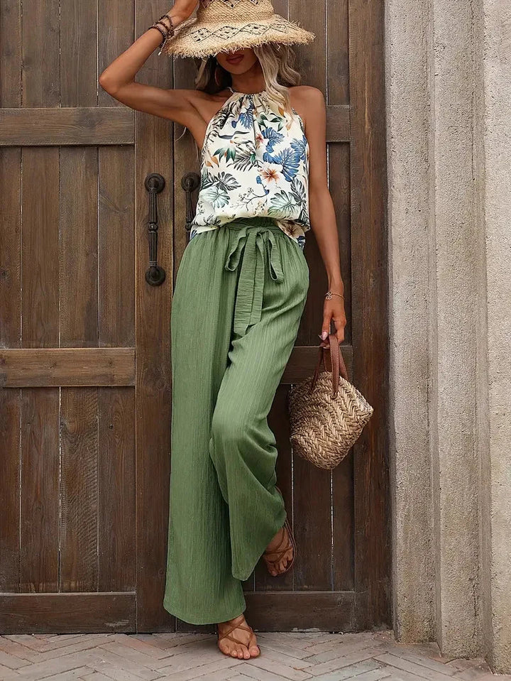 Azelie - Elegante Completo Senza Maniche Stampato In Due Pezzi