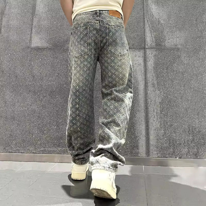 Zeydan - Pantaloni Jeans Larghi In Jacquard