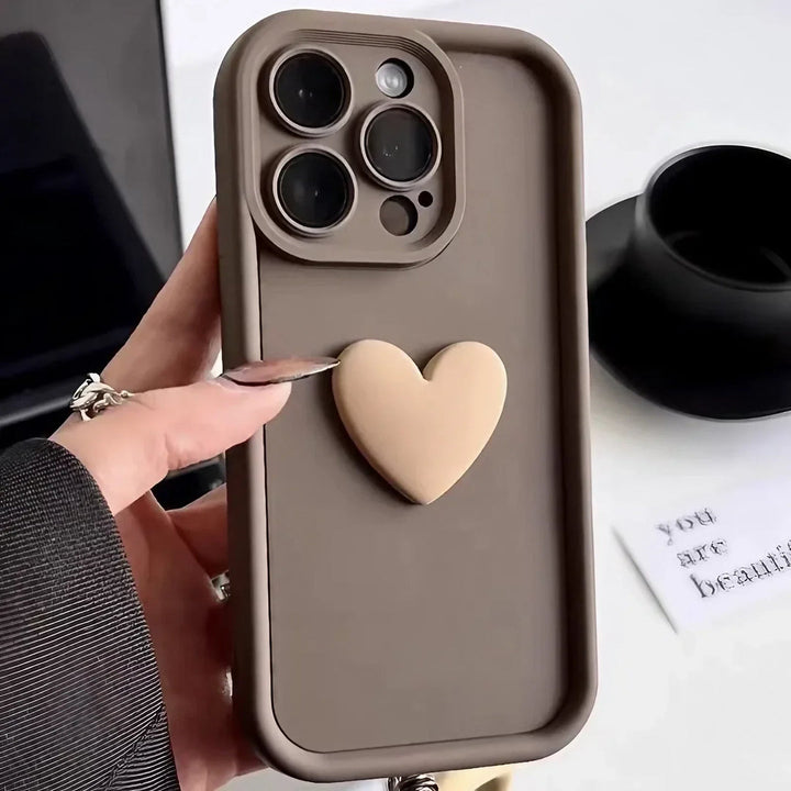 Heartora - Custodia Per iPhone Storia d'amore Con Impugnatura a Forma di Cuore