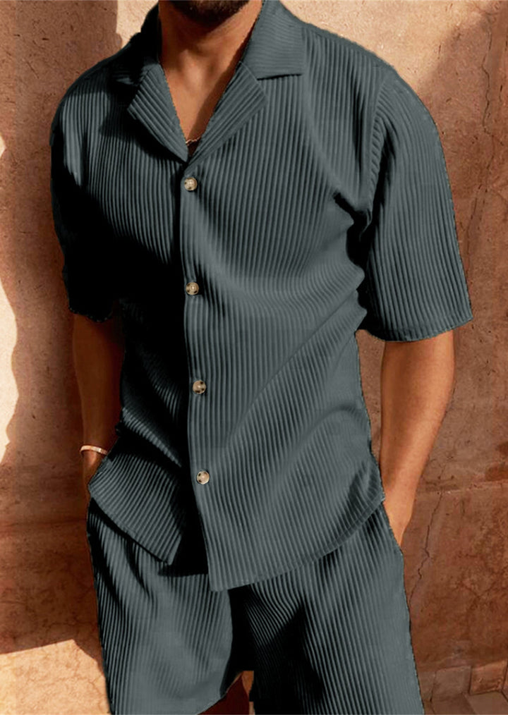 Ardian - Settato Camicia E Pantaloncini A Maniche Corte In Velluto A Coste