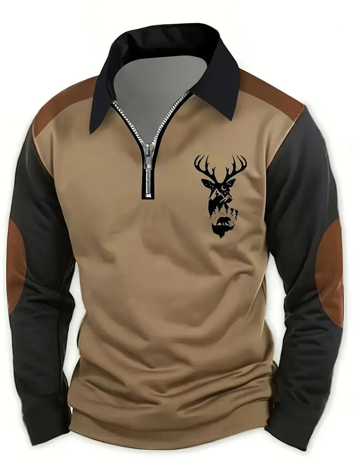 Lymann - Maglia a Maniche Lunghe Con Motivo a Cervo