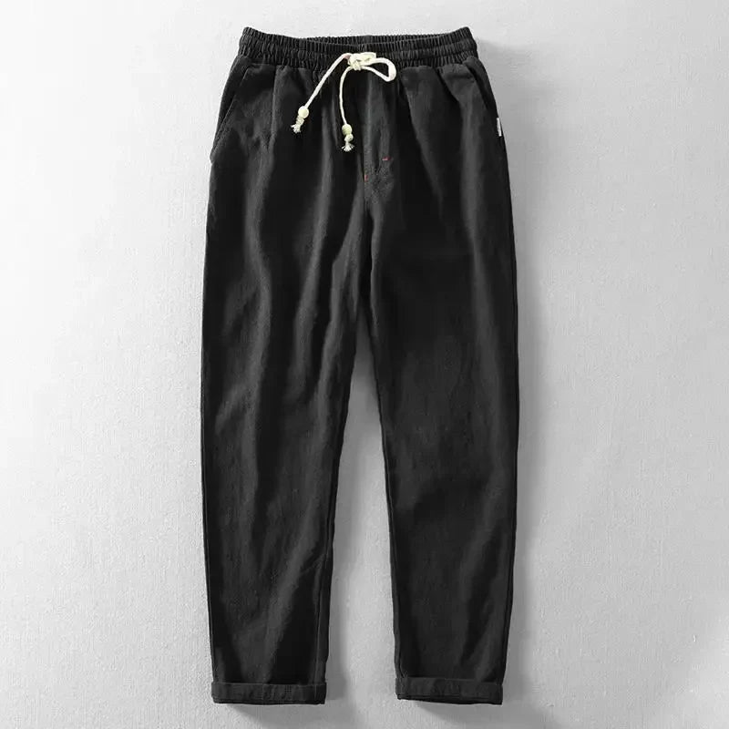 Clarke - Pantaloni Casuale in Lino Con Coulisse In Vita