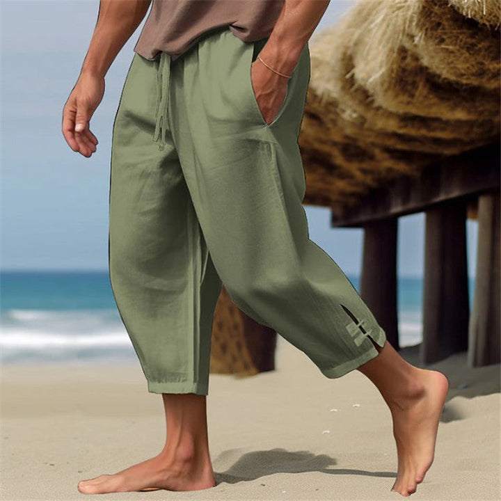 Erich - Pantaloni Comodi In Lino Con Elastico In Vita Per l' Estate
