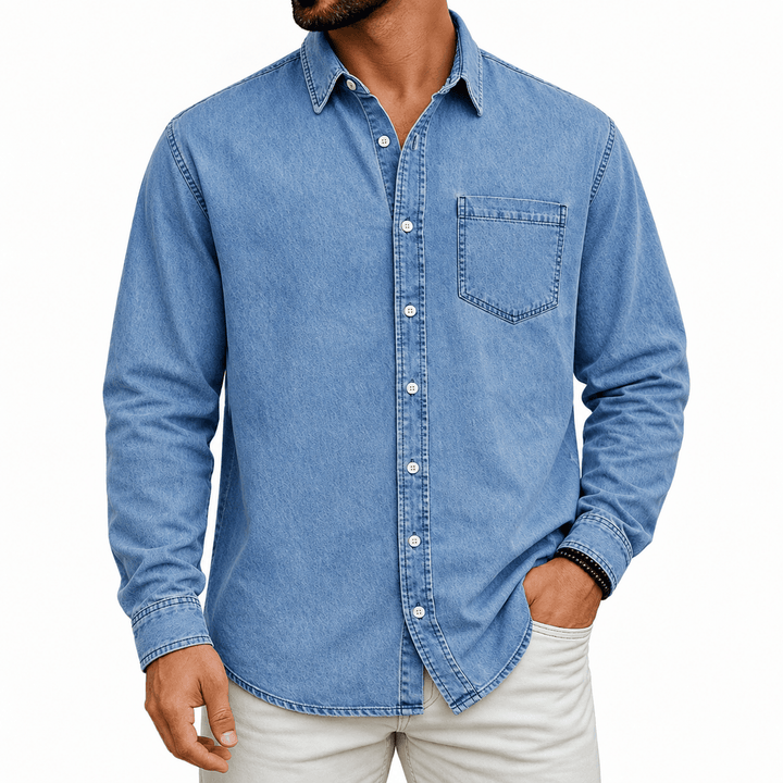 Markrem - Camicia in Denim Con Tasca Frontale