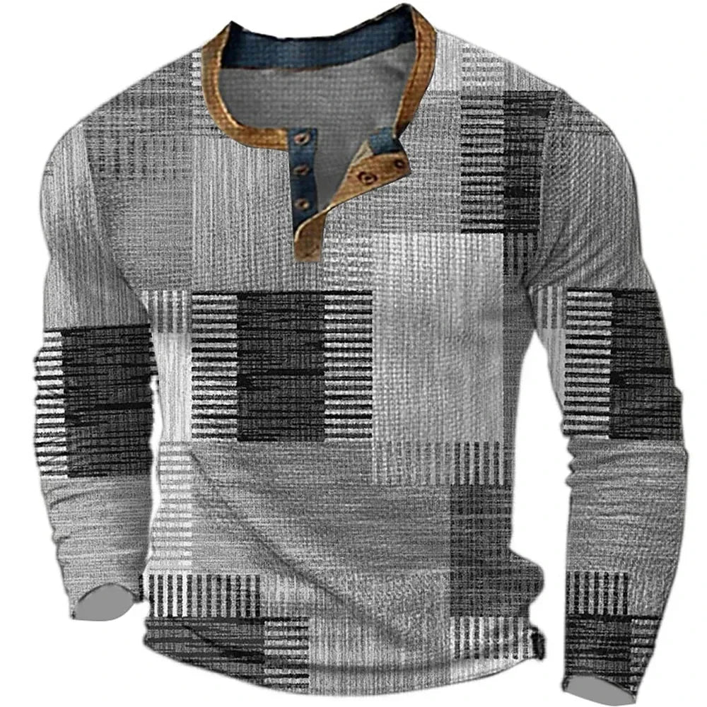 Ignazio - Camicia Henley Patchwork a Blocchi Di Colore