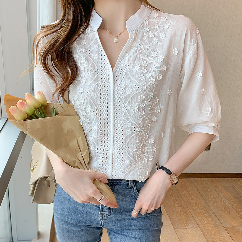 Elisabete - Camicetta Lässig in Maglia Con Scollo a V