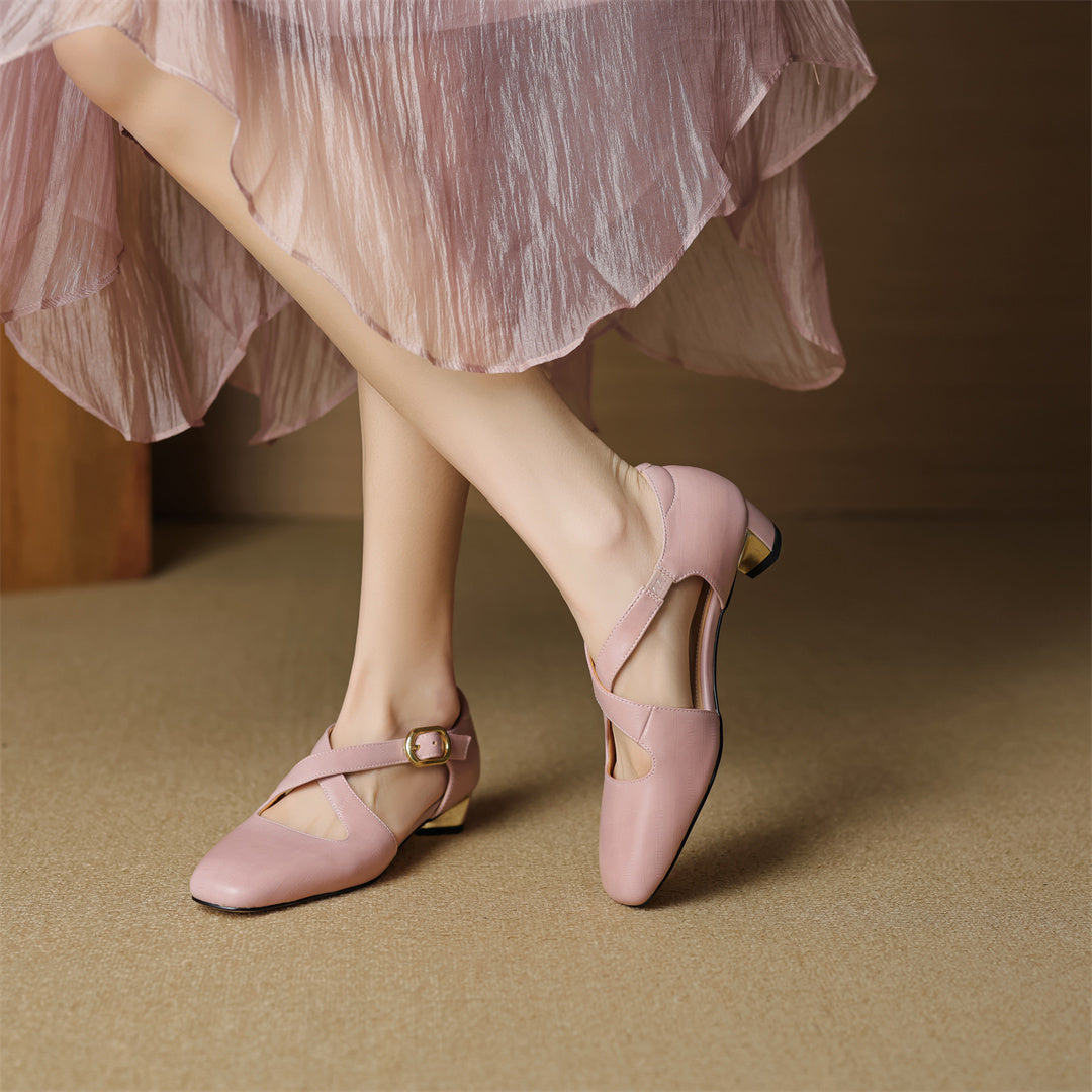 Malena - Scarpe in Pelle Con Cinturini Incrociati