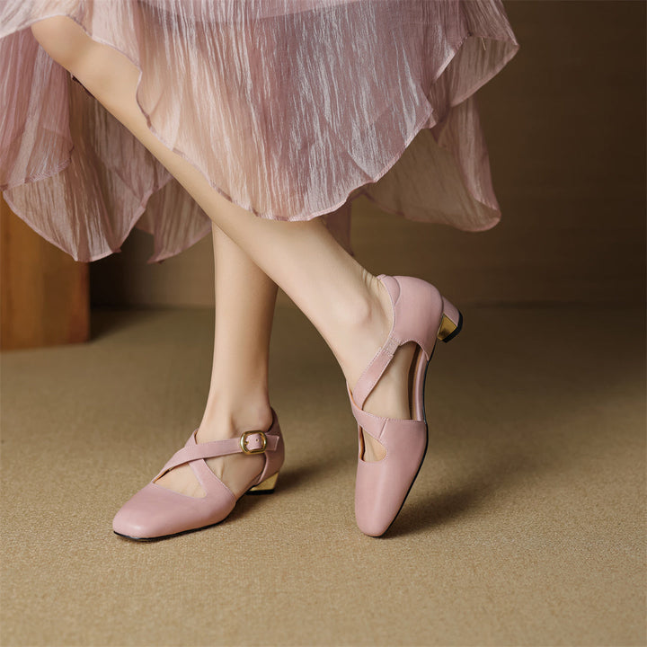 Malena - Scarpe in Pelle Con Cinturini Incrociati