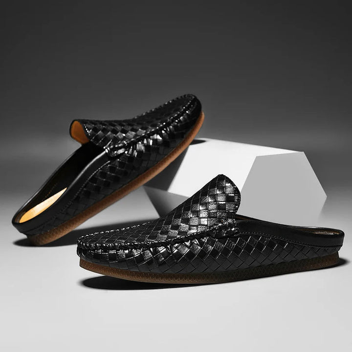 Efim - Pantofole Casuale in Pelle Con Motivo Intrecciato