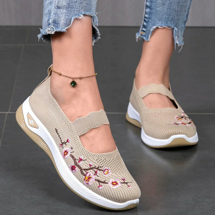 Fajon - Comode Scarpa Da Ginnastica Ricamate Con Motivi Floreali