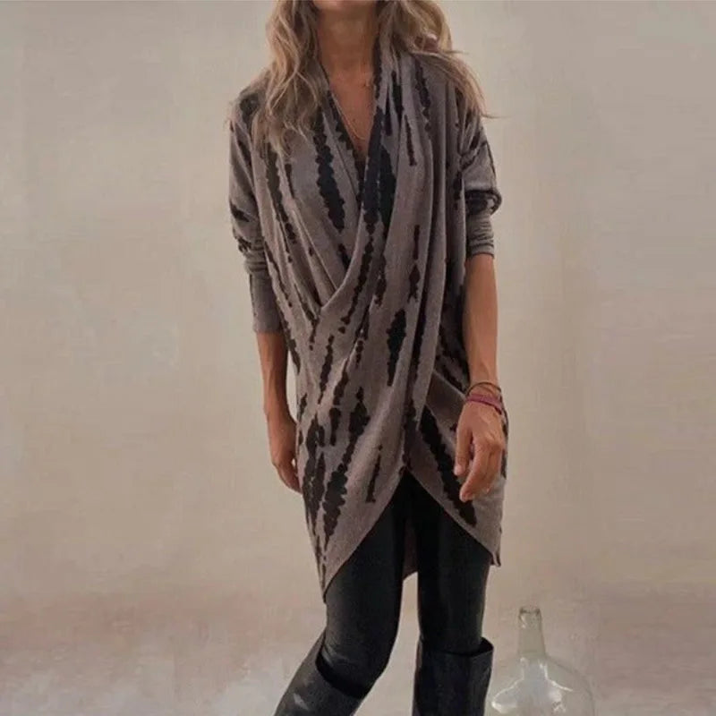 Makayla - Abito Ampio con Scollo a V, tasche e Fibbie Multiple