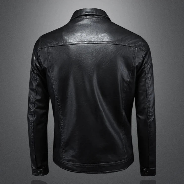 Lulzim - Casual Vestibilità Magro Pelle Giacca