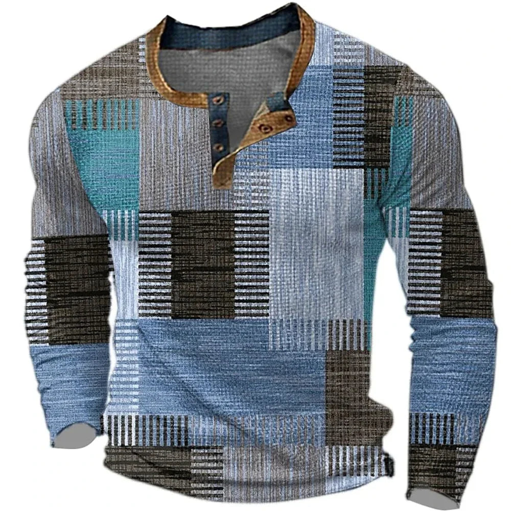 Ignazio - Camicia Henley Patchwork a Blocchi Di Colore