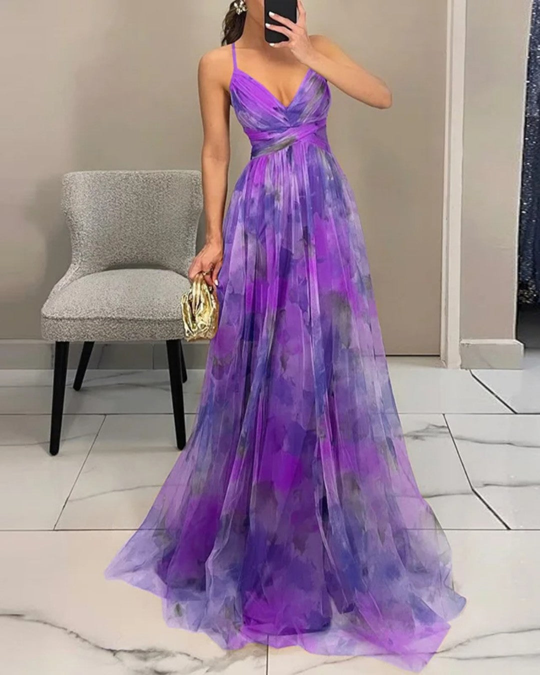 Dinushi - Abito lungo Floreale Elegance