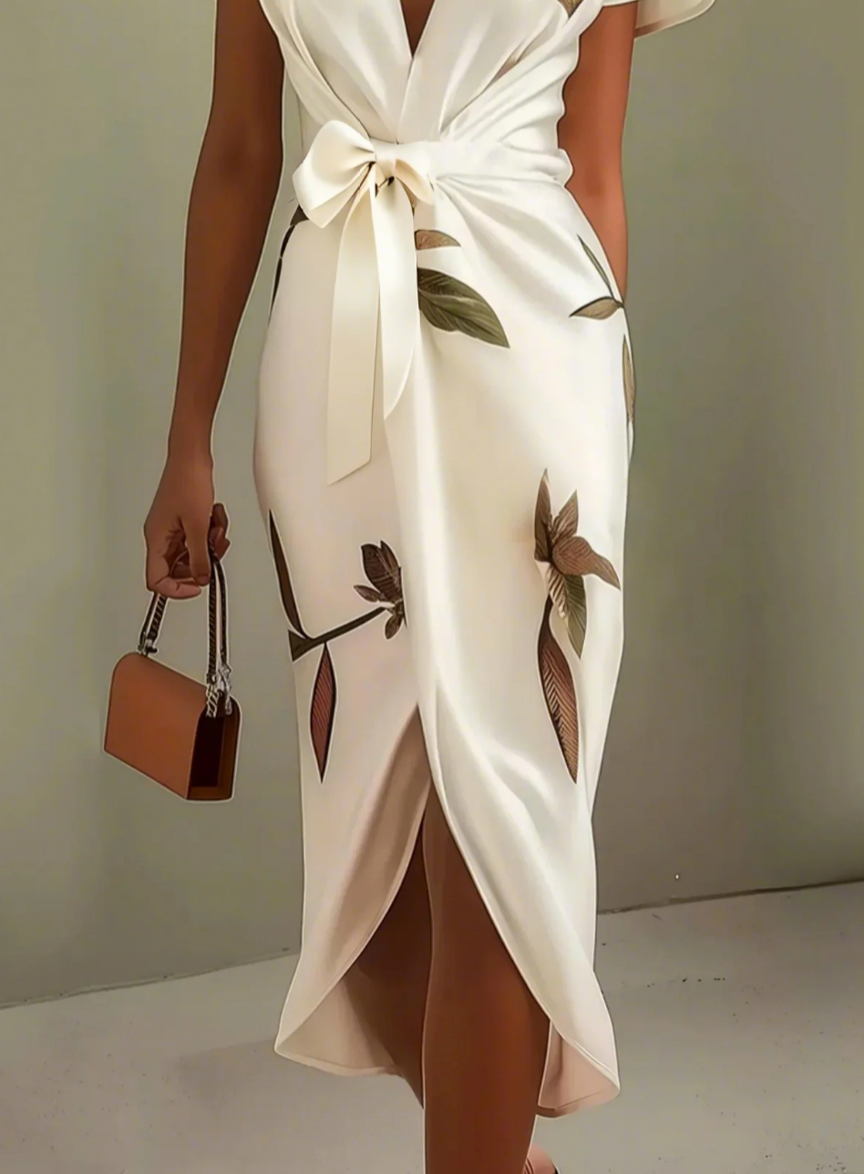 Beverly - Elegante Abito In Raso Bianco