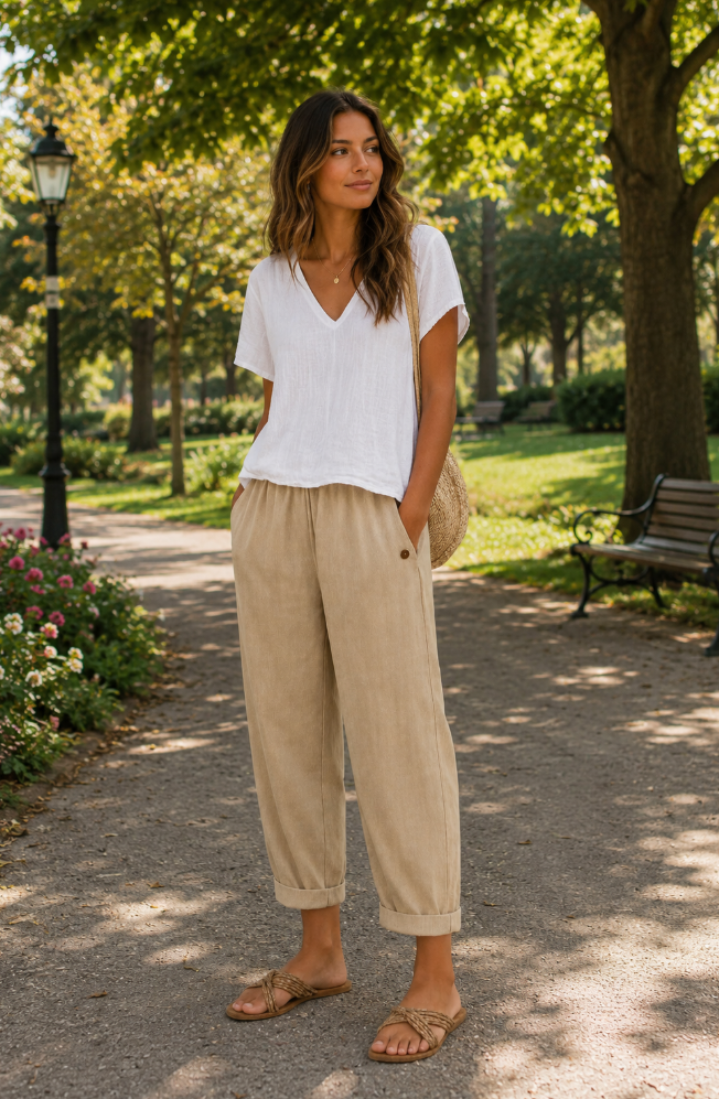 Lindia - Pantaloni Leggeri in Lino