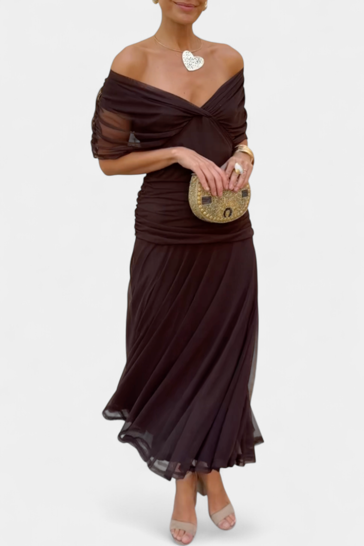 Rawan - Abito Lungo Con Spalle Scoperte In Chiffon