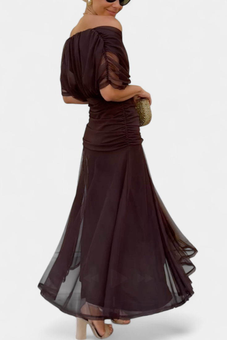Rawan - Abito Lungo Con Spalle Scoperte In Chiffon