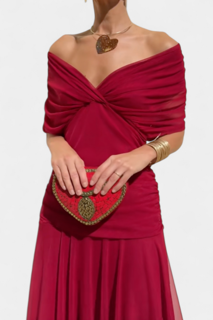 Rawan - Abito Lungo Con Spalle Scoperte In Chiffon