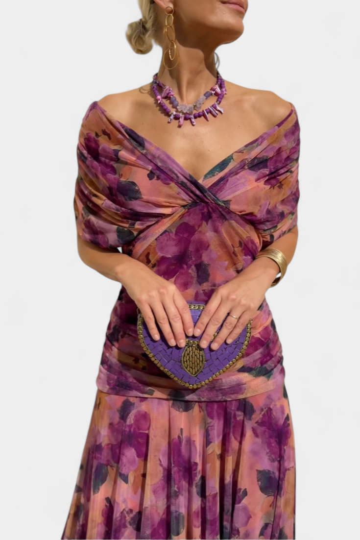 Rawan - Abito Lungo Con Spalle Scoperte In Chiffon
