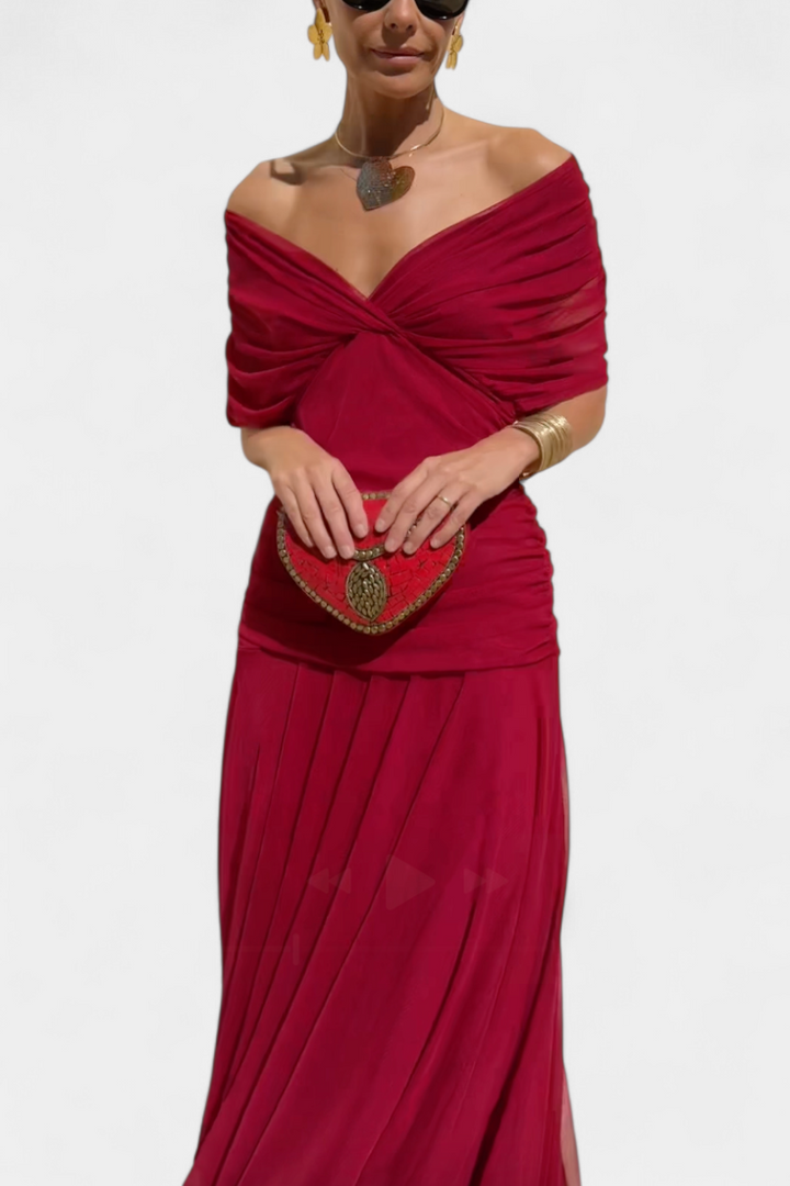 Rawan - Abito Lungo Con Spalle Scoperte In Chiffon