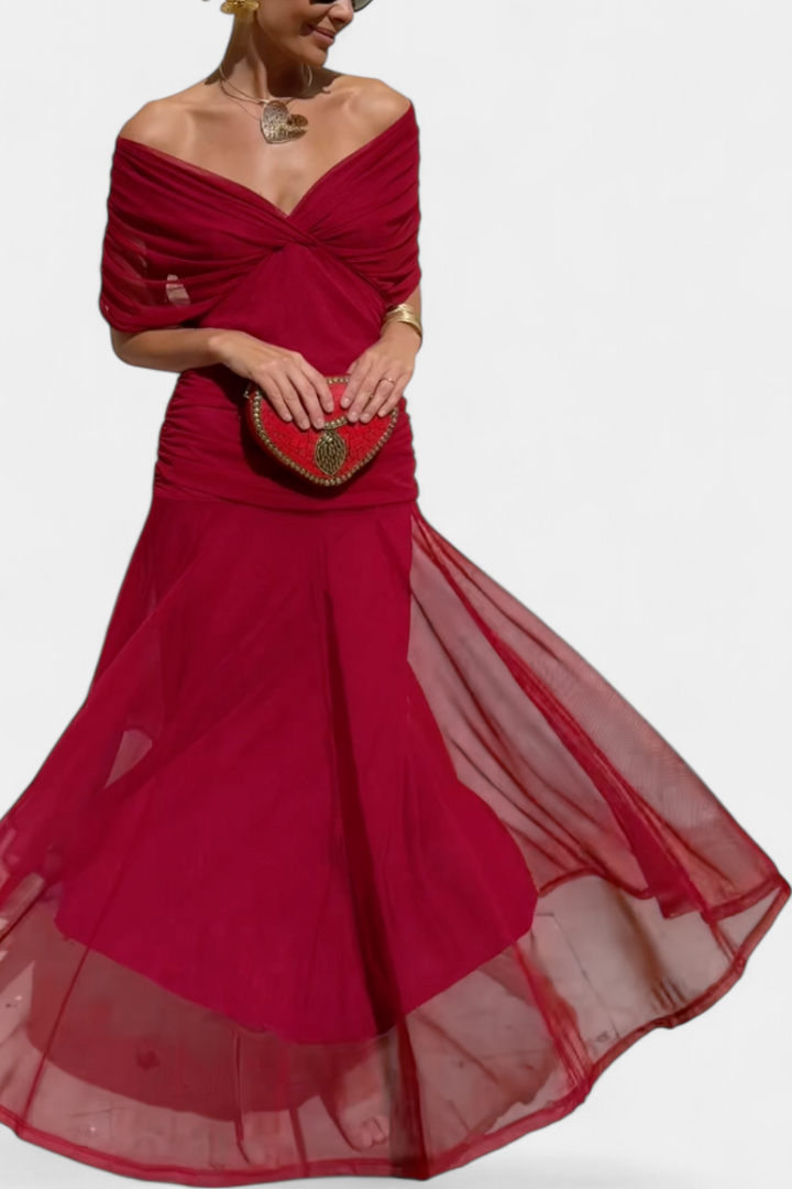Rawan - Abito Lungo Con Spalle Scoperte In Chiffon