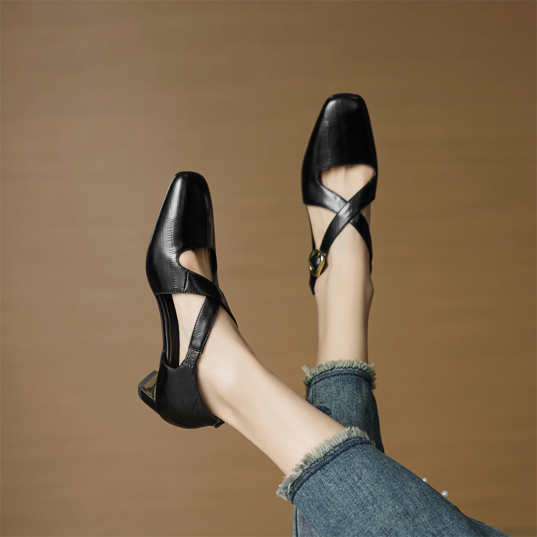 Malena - Scarpe in Pelle Con Cinturini Incrociati