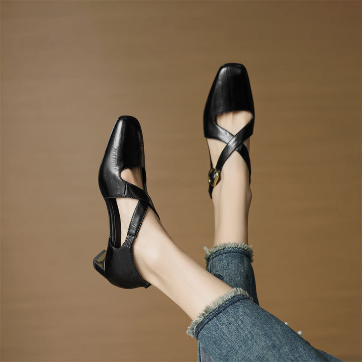 Malena - Scarpe in Pelle Con Cinturini Incrociati