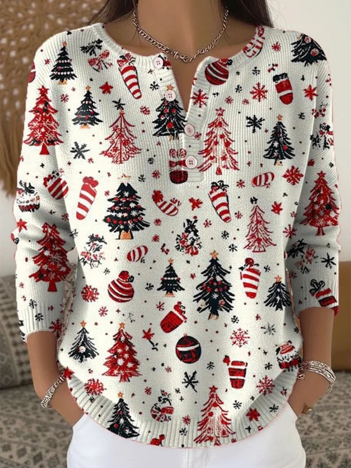 Moneeka - Maglione Natalizio Con Bottoni