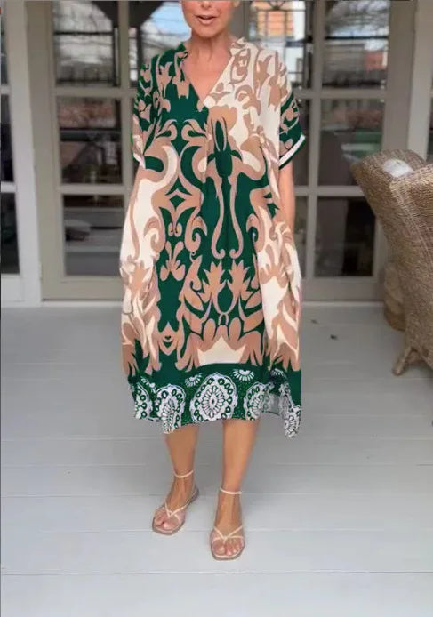 Rilana - Abito Midi Stampato Con Scollo a V e Allentato