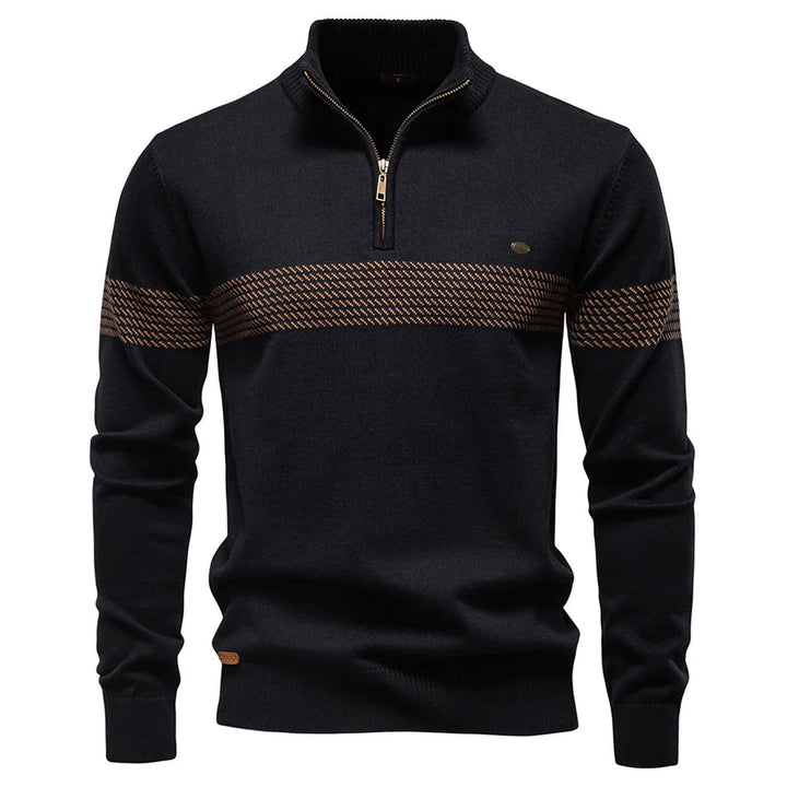 Amitai - Maglione Classico in Maglia Con Mezza Zip