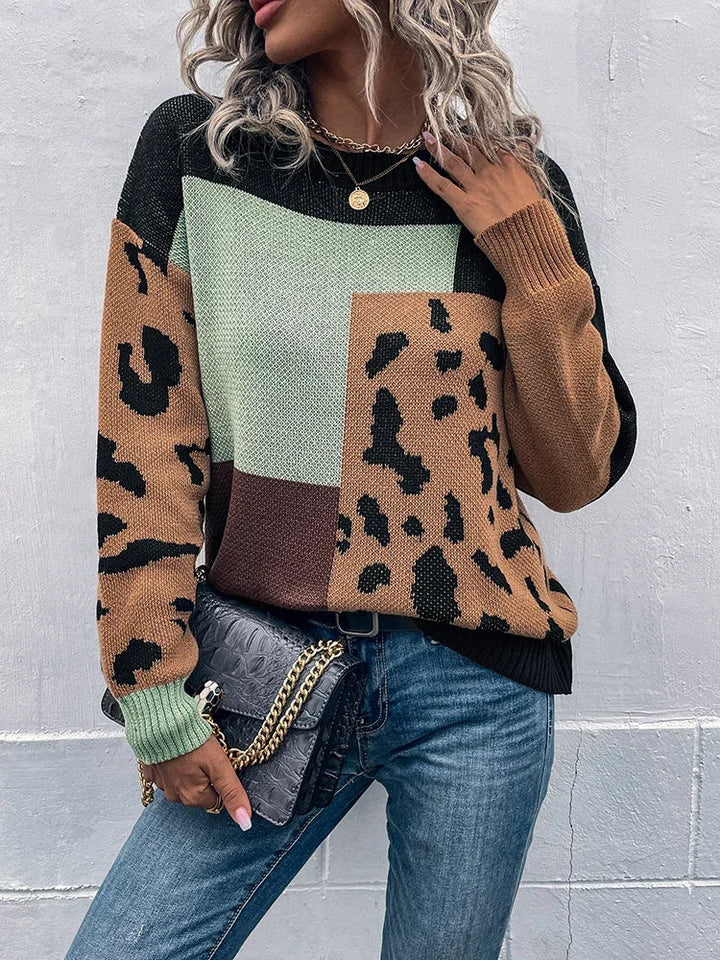 Irmgard - Maglione Vintage Con Patchwork Leopardato