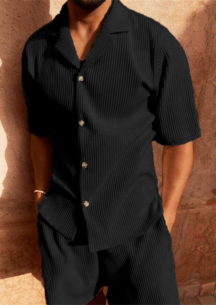 Ardian - Settato Camicia E Pantaloncini A Maniche Corte In Velluto A Coste