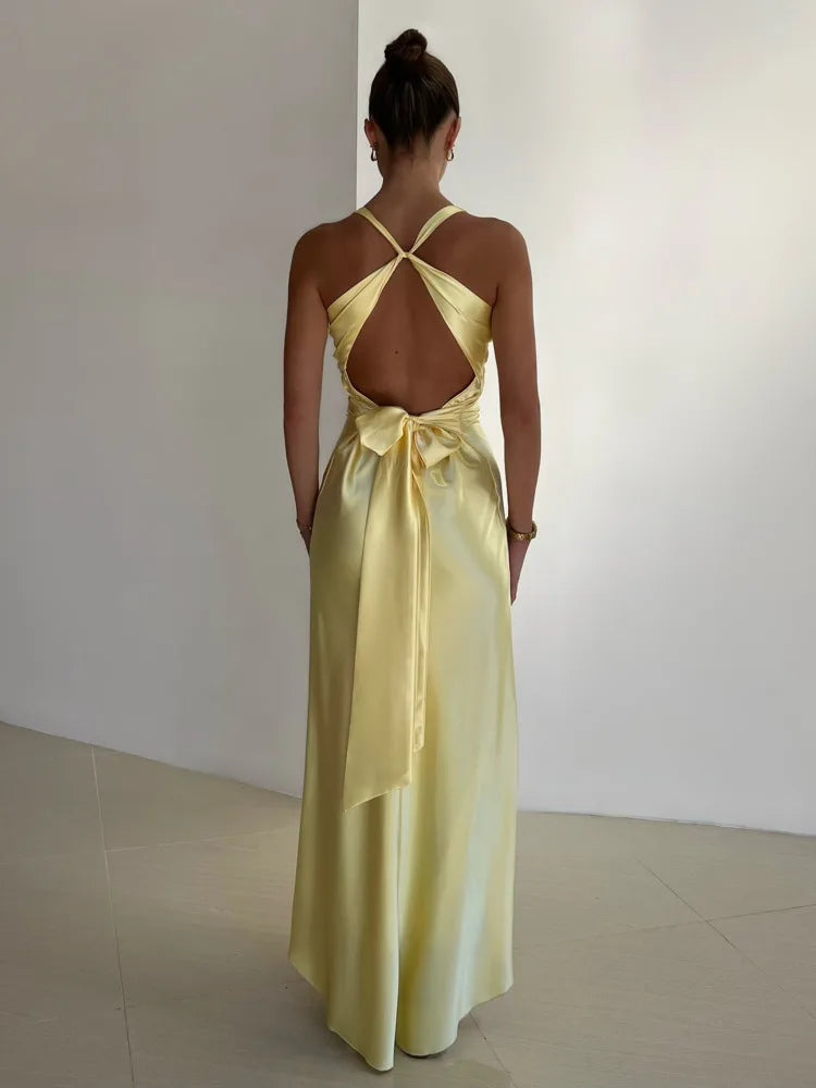 Fabiola - Elegante Abito Lungo Senza Maniche Con Scollo A V