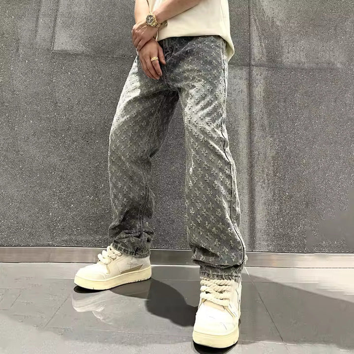 Zeydan - Pantaloni Jeans Larghi In Jacquard