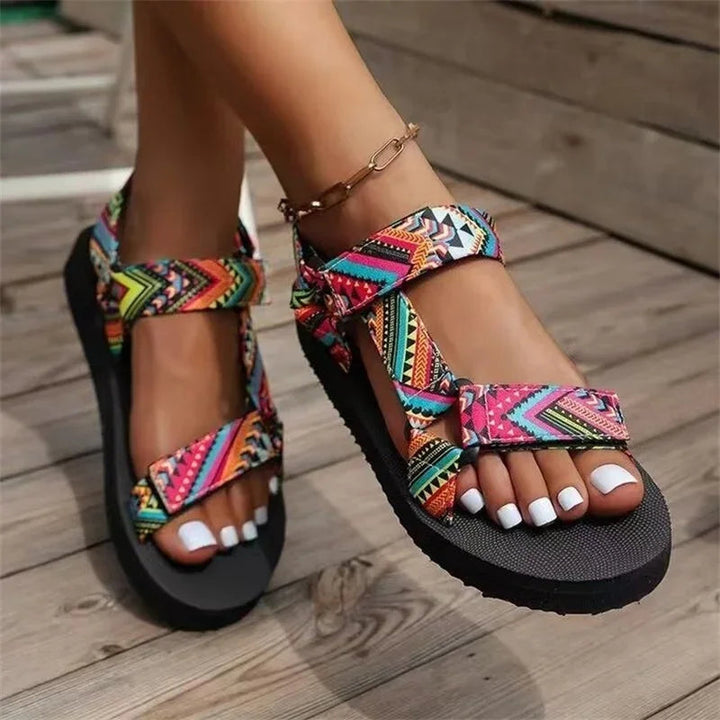 Maryane - Sandali Con Plateau e Chiusura in Velcro Fantasia