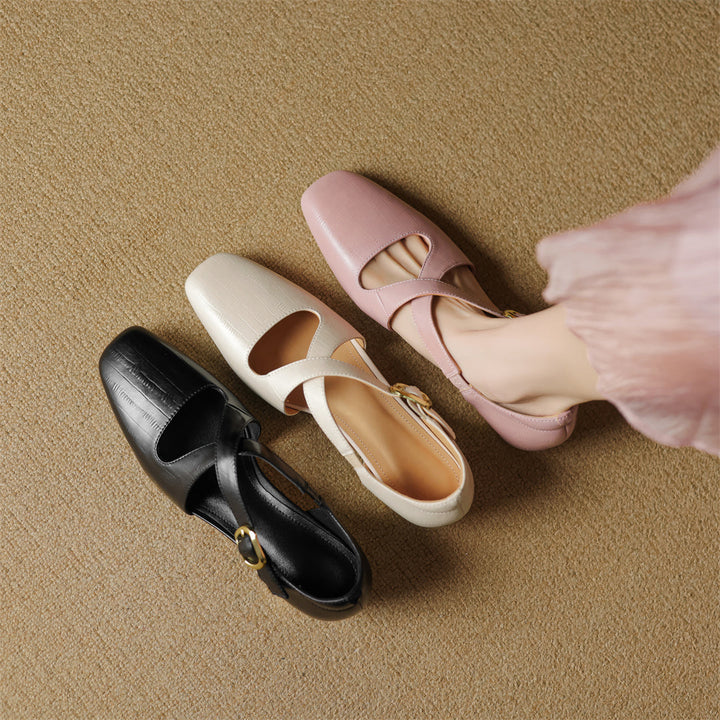 Malena - Scarpe in Pelle Con Cinturini Incrociati
