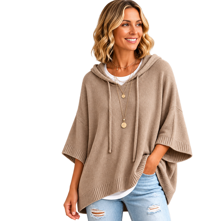 Kinala - Felpa con cappuccio oversize in maglia con cordoncino
