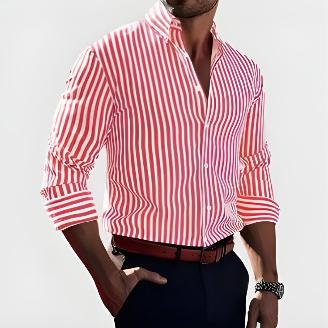 Hjalmar - Camicia Classica a Maniche Lunghe a Righe