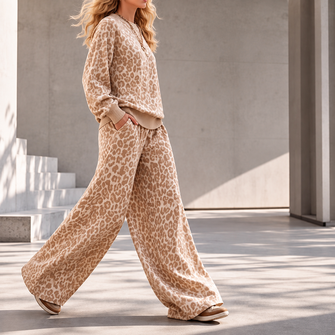 Hiniza - Set a Due Pezzi Con Stampa Leopardata