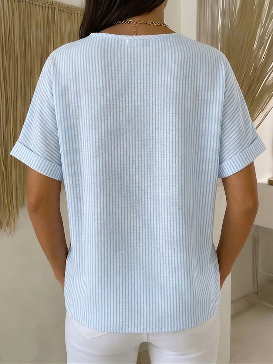 Ilenia - Elegante Top a Righe Con Bottoni