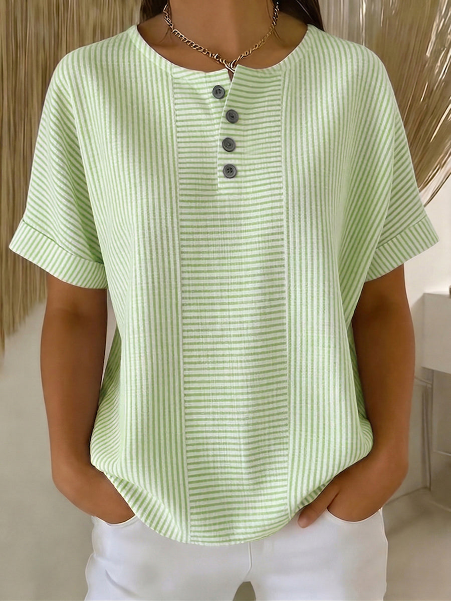 Ilenia - Elegante Top a Righe Con Bottoni