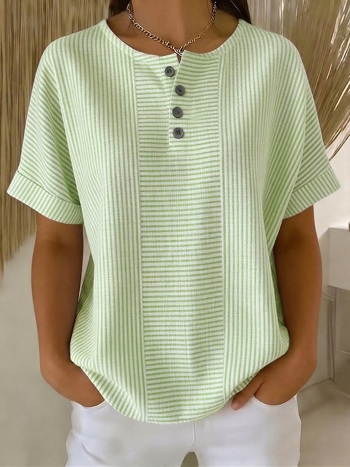 Ilenia - Elegante Top a Righe Con Bottoni