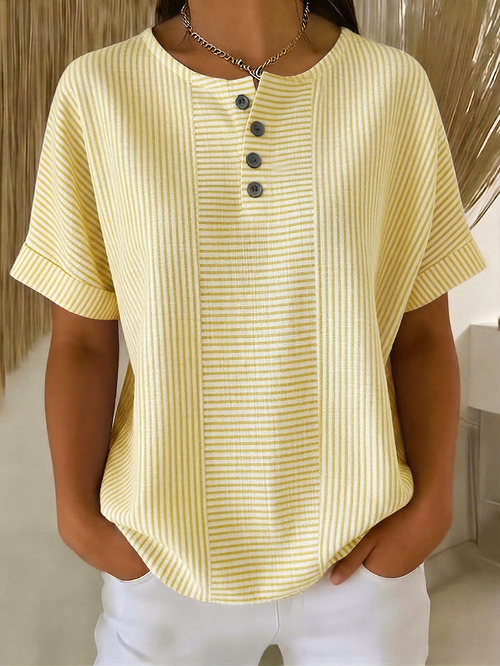 Ilenia - Elegante Top a Righe Con Bottoni