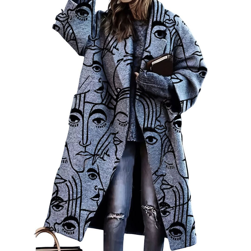 Orsolya - Cappotto Stampato a Maniche Lunghe Con Tasche